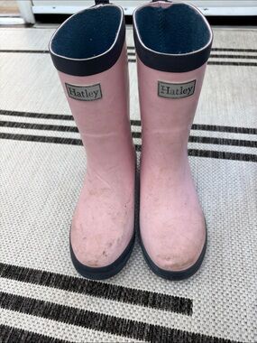 Hatley Pink Rain Boots with Navy Accents
